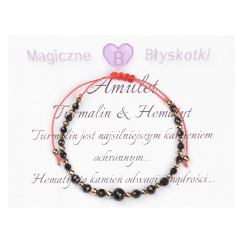 Bransoletka celebrytka TURMALIN + hematyt miłość i odwaga